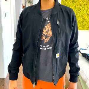 Relaxed fit tailored black bomber jacket